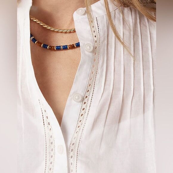 NWT J CREW Pintuck lace-trim top in cotton voile in white - Picture 6 of 9